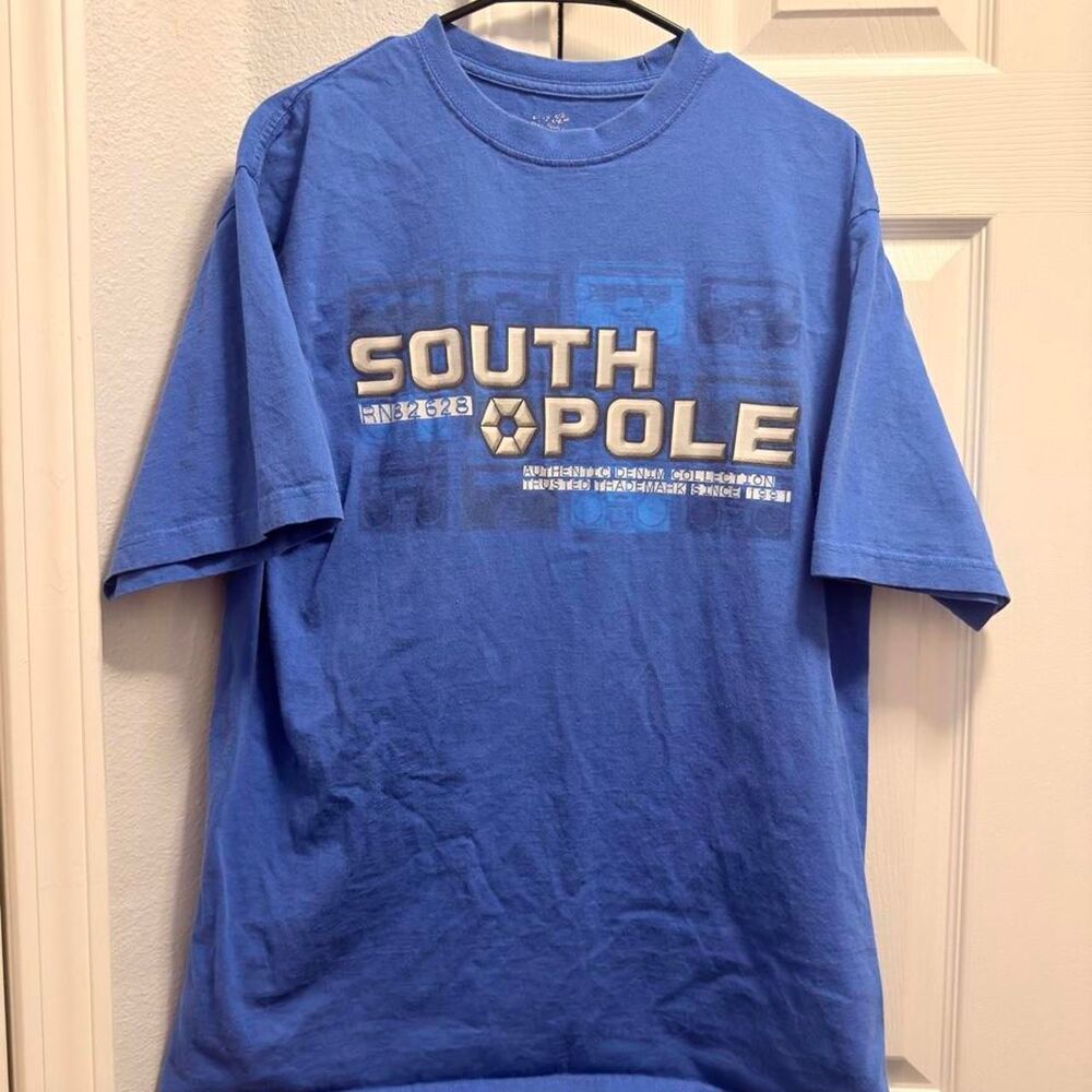 (2002-2005) Southpole Metallic Logo Graphic Tee - Royal Blue - L